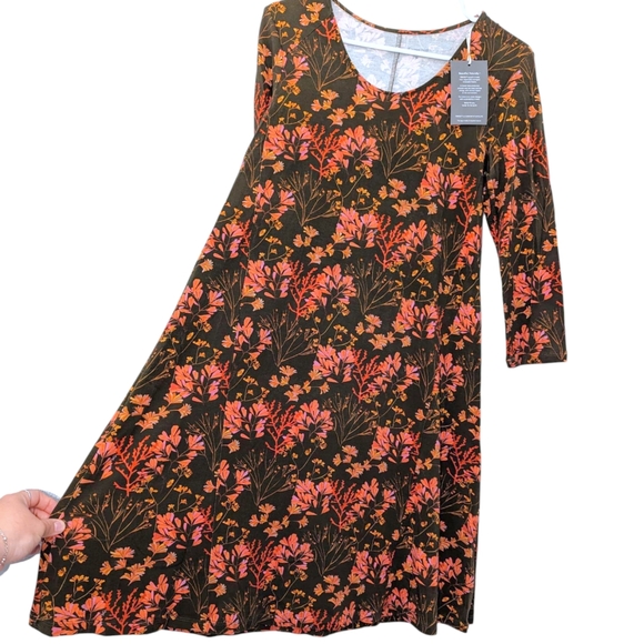 Garnet Hill Dress Womens XS Brown Fall Autumn Coral Lyocell Stretch Soft Comfy - Picture 2 of 9
